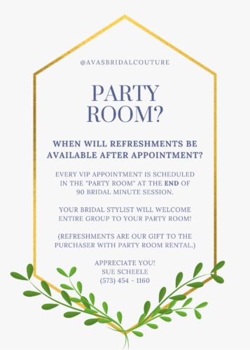 WHEN ARE REFRESHMENTS AVAILABLE DURING AFTER BRIDAL APPOINTMENT?