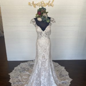 Embroidered Lace Appliques on Net with Wide Hemline and Swarovski Crystal  Beading Morilee Bridal Wedding Dress