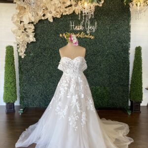 Off Shoulder Romantic Wedding Dress with Floral Lace