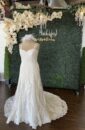 Soft Satin Wedding Dress, Scalloped Hemline, Romantic Beaded Wedding Dress, Elegant off/on the shoulder straps, Plus Size Wedding Dress