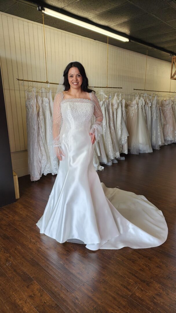 Plus Size Mikado Strapless Wedding Dress with Pearls and Beading