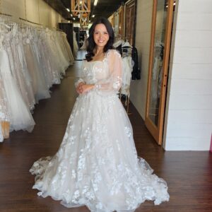 Plus Size Romantic A-line Wedding Dress with 3-D Textured Lace