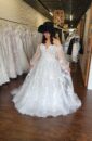 Plus Size strapless Corset Bridal Lace Wedding Dress with Off the Shoulder Long Sleeves