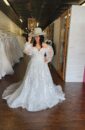 Plus Size strapless Corset Bridal Lace Wedding Dress with Off the Shoulder Long Sleeves