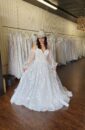 Plus Size strapless Corset Bridal Lace Wedding Dress with Off the Shoulder Long Sleeves