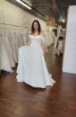 Off the shoulder or Sleeveless Minimal Plus Size Wedding Dress with a Sweetheart Neckline and Pockets