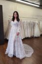 Plus Size Blue and Purple Floral Colored Bridal Wedding Gown With sweetheart Neckline and a Slit with Sleeves