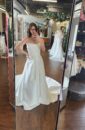 Strapless Mikado A-line Bridal Wedding Dress with Pockets and a Side Slit