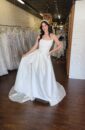 Strapless Mikado A-line Bridal Wedding Dress with Pockets and a Side Slit