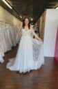 A Line Plus Size Illusion Sparkle Beaded Bridal Wedding Gown with Straps and Sparkle Lace