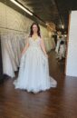 A Line Plus Size Illusion Sparkle Beaded Bridal Wedding Gown with Straps and Sparkle Lace