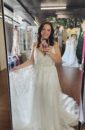 A Line Plus Size Illusion Sparkle Beaded Bridal Wedding Gown with Straps and Sparkle Lace