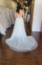 A Line Plus Size Illusion Sparkle Beaded Bridal Wedding Gown with Straps and Sparkle Lace Back